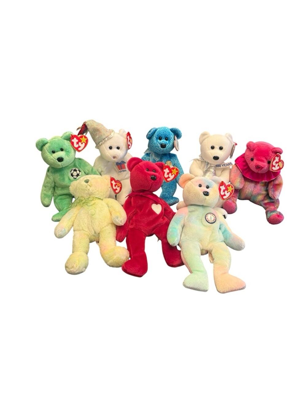 NWT Vintage Ty Beanie Babies Bundle of (8) Assorted Bears Bean Bag Plush